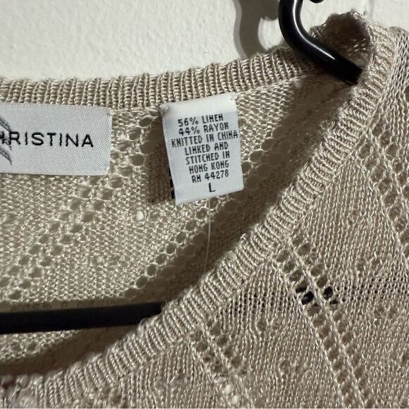 Marisa Christina Tan Cardigan with Textured Knit V-Neck - Picture 4 of 6
